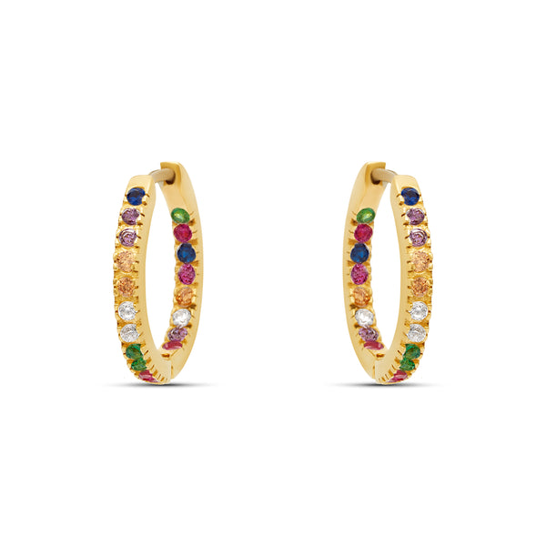 Rainbow Hoop Earrings - 18 karat gold vermeil on sterling silver, zirconia stones
