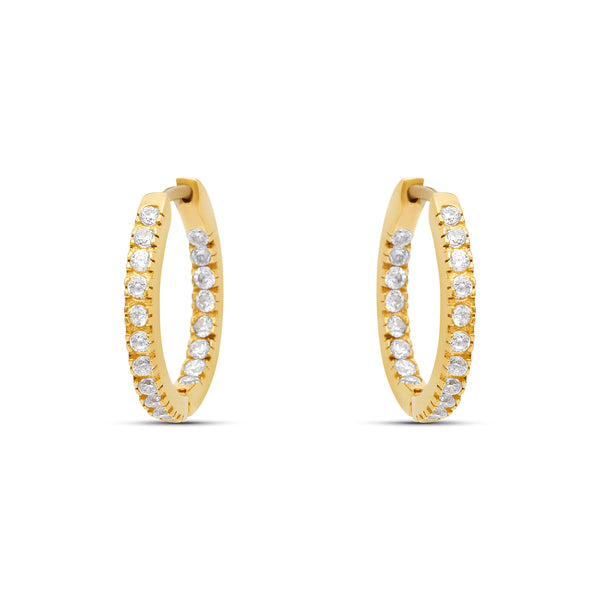 Zirconia Hoop Earrings - 18 karat gold vermeil on sterling silver, zirconia stones
