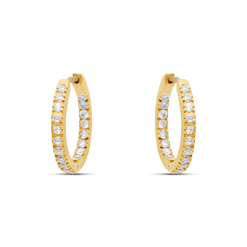 Zirconia Hoop Earrings - 18 karat gold vermeil on sterling silver, zirconia stones