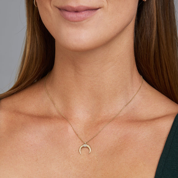 Diamond Luna Pendant - 14 karat gold diamond pendant, diamonds 0.06ct