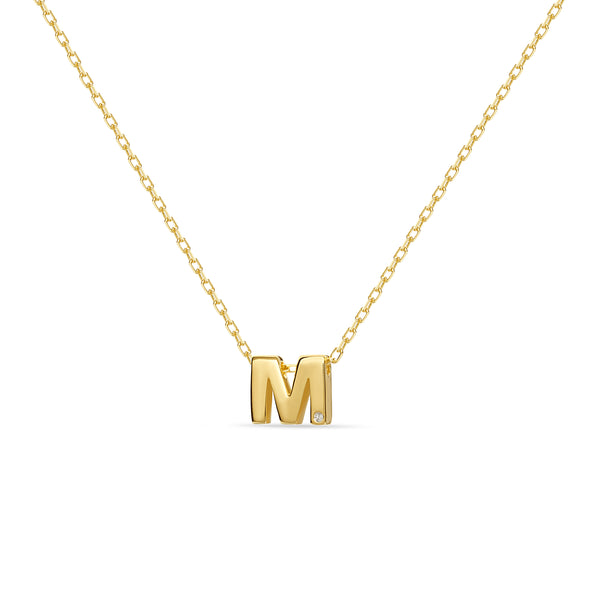 M Letter Necklace 18 Karat Gold