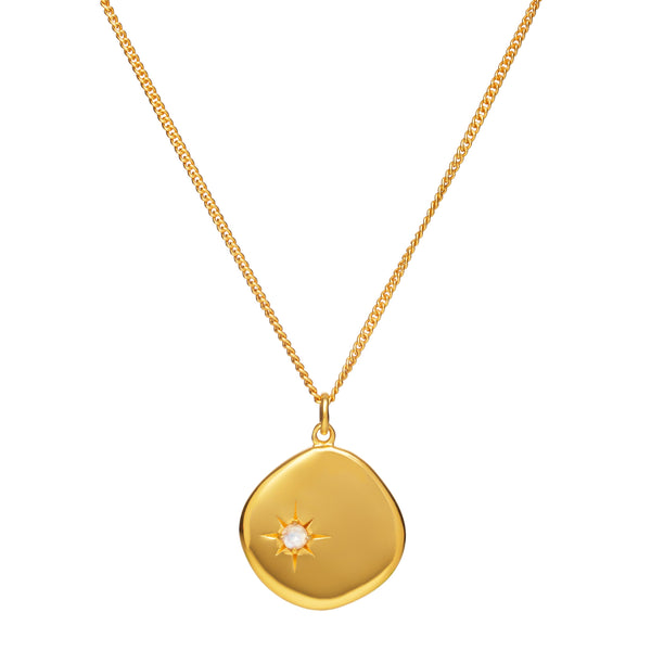 June Birthstone Necklace - 18 karat gold vermeil on sterling silver, moonstone