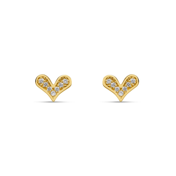 Diamond Heart Earrings - 14 karat gold diamond earrings, diamonds 0.10ct