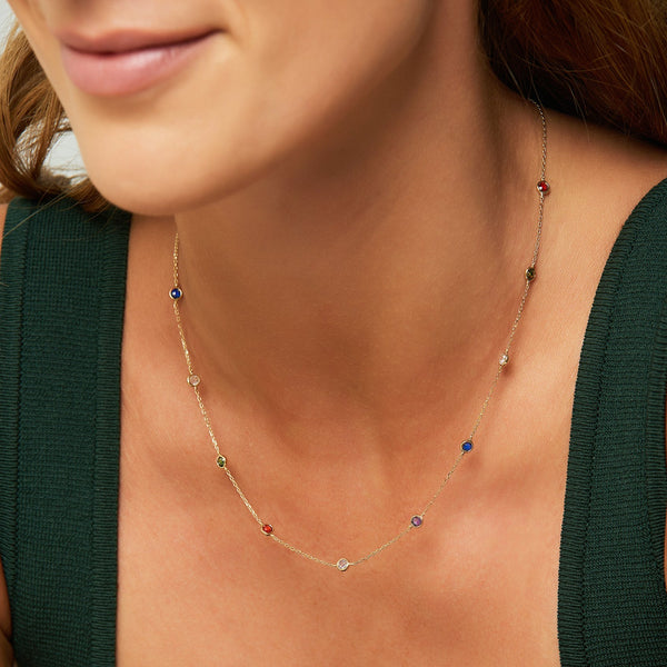 Gold Bezelset Stone Necklace