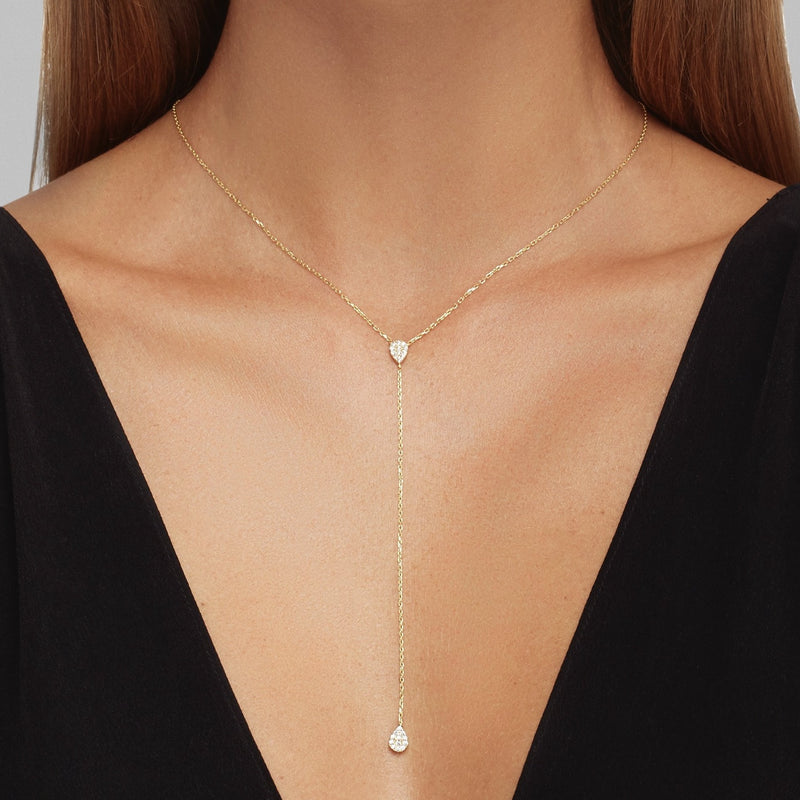 Teardrop Lariat Necklace - Vermeil