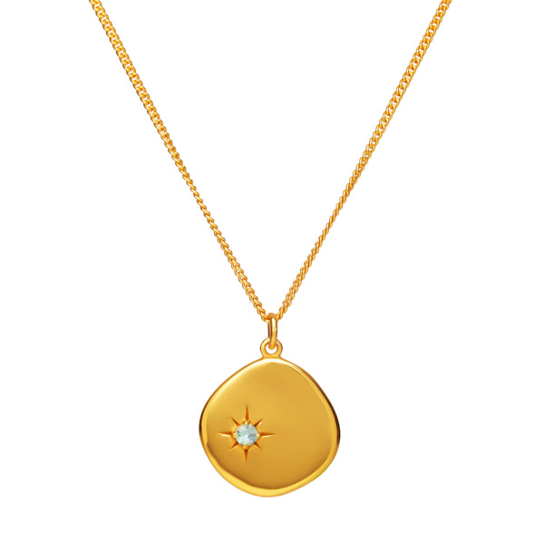 March Birthstone Necklace - 18 karat gold vermeil on sterling silver, Aquamarine