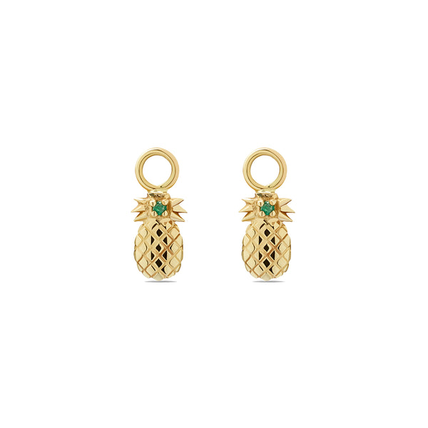 Pineapple Charms for Hoops - 14 karat gold, emerald 0.03 ct